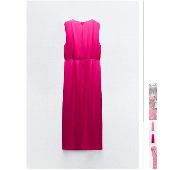 ZARA KNOTTED SHOULDER SATIN EFFECT DRESS Size S NEW WITH TAG! - Picture 6 of 9